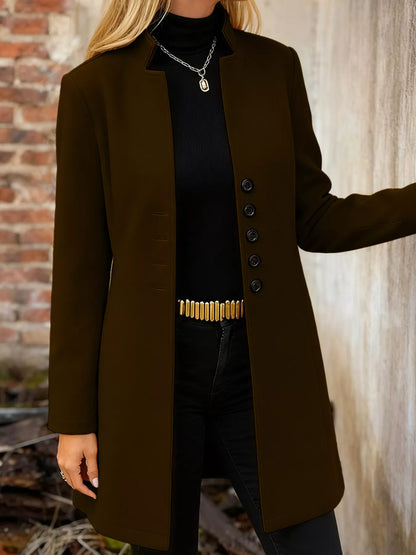 Sarah Express Women's Longline Button-Down Shirt Jacket with Pockets Chocolate