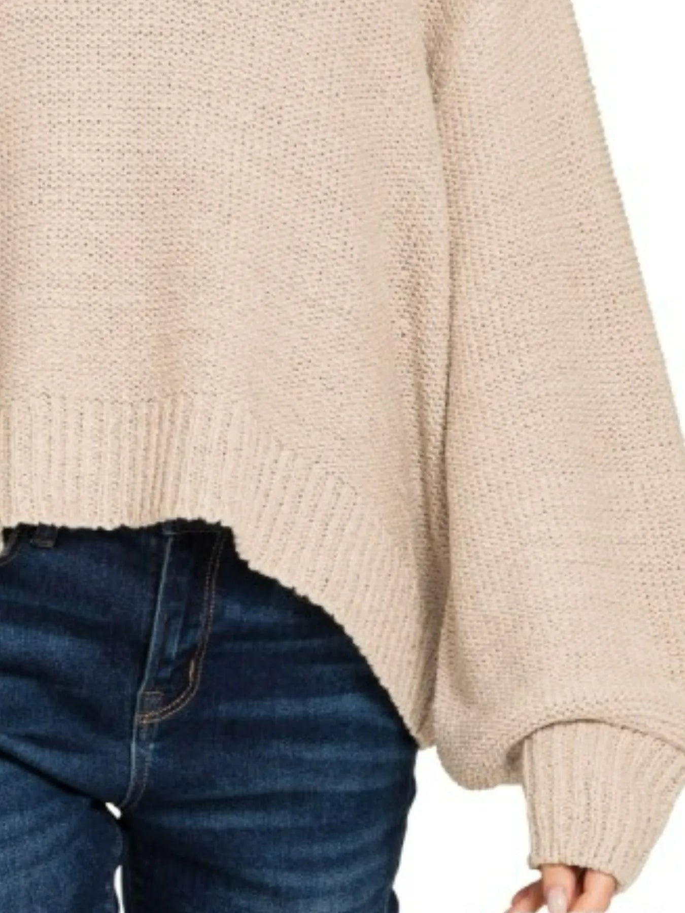 Sarah Express Women’s Oversized Cropped Balloon Sleeve Sweater