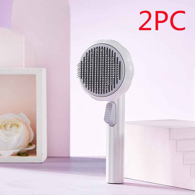 Sarah Express Self-Cleaning Pet Grooming Brush for Cats & Dogs - 232 Steel Needles Massage Comb White 2PC