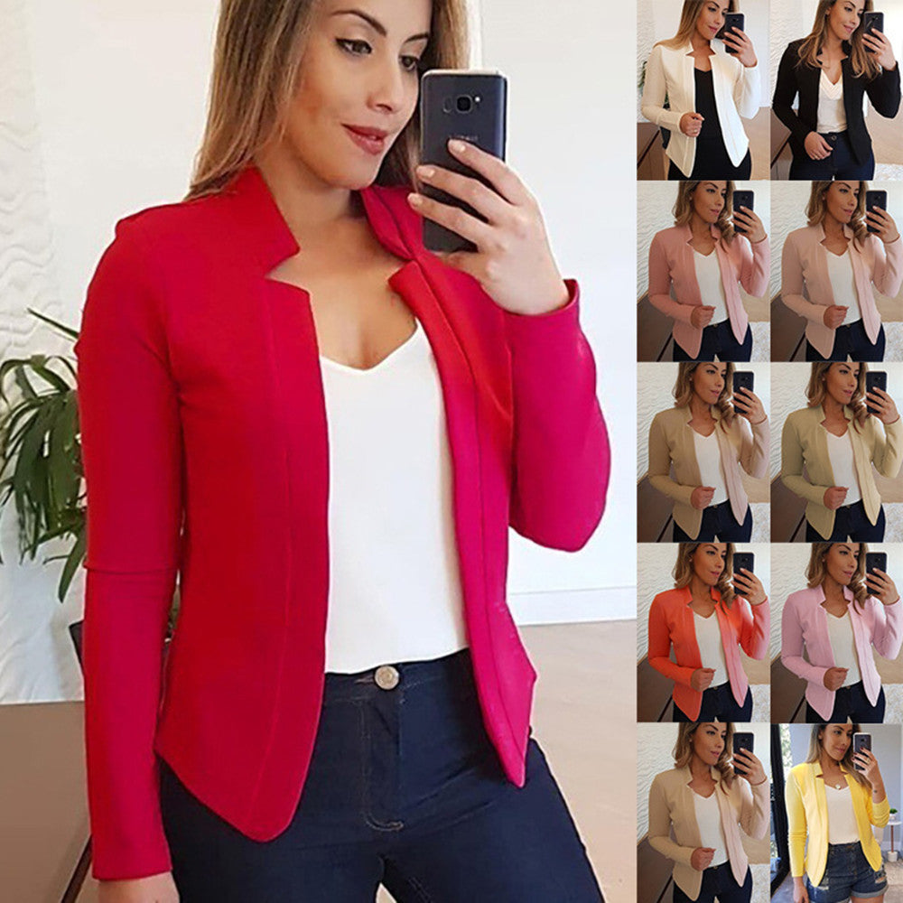 Sarah Express Long Sleeve Cardigan Coat Solid Color Button Front Open Jacket