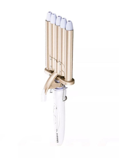 Sarah Express 5-Barrel Hair Waver Curling Iron - Professional Beach Waves Styling Tool Champagne European plug