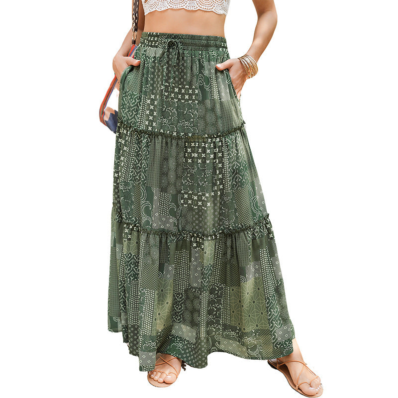 Sarah Express Women's High Waist Printed Maxi Dress Loose Fit Casual