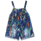 Sarah Express Women's High Waist Denim Overalls Wide Leg Suspender Pants