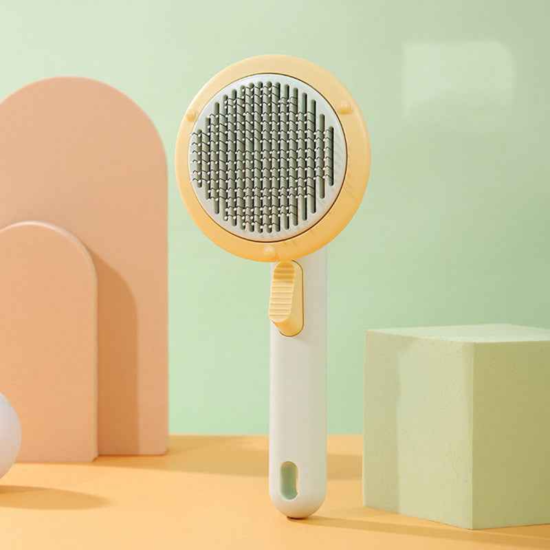 Sarah Express Self-Cleaning Pet Grooming Brush for Cats & Dogs - 232 Steel Needles Massage Comb UFO yellow green