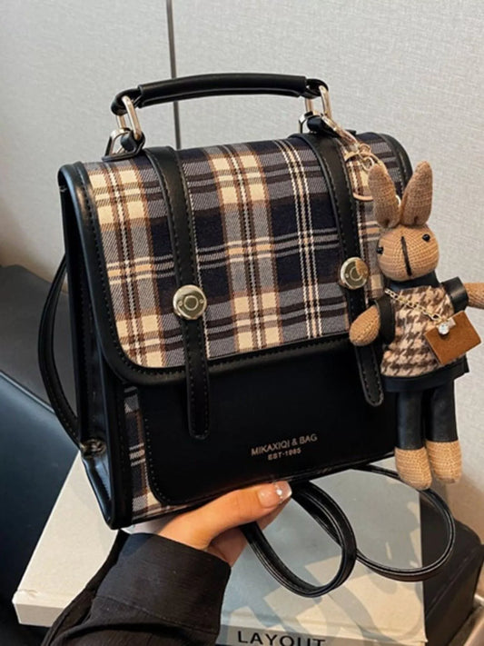 Sarah Express Women's Plaid Pattern Mini Backpack Bag
