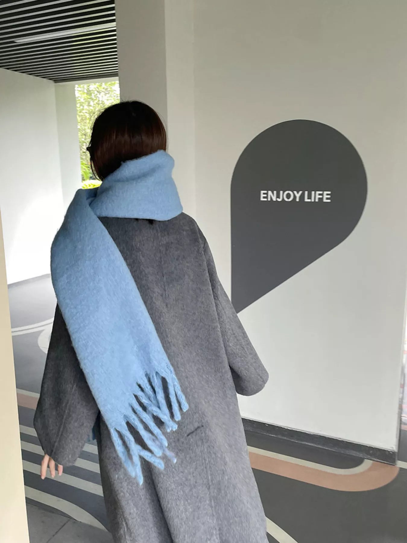 Sarah Express Women's Solid Color Fringe Scarf