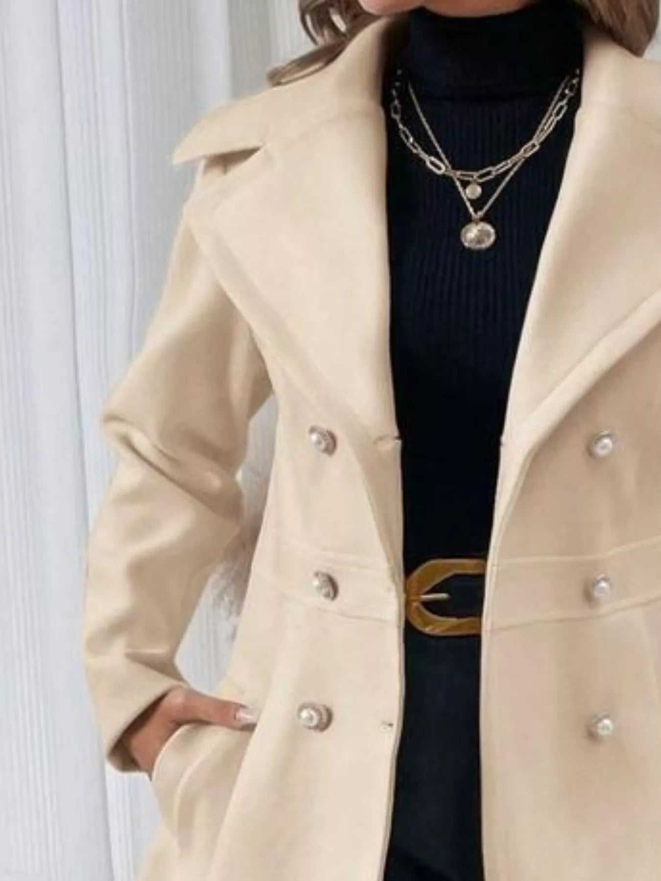 Sarah Express Women's Double-Breasted Wool Blend Coat