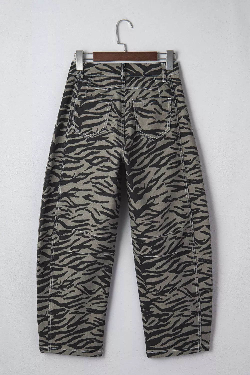 Sarah Express Women's Zebra Stripe Wide Leg Jeans - High Waist Printed Denim Pants