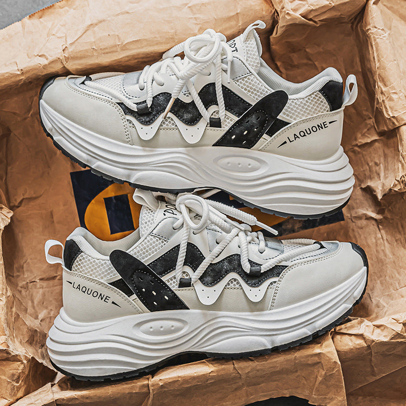 Sarah Express Breathable Mesh Running Sneakers - Unisex Casual Athletic Shoes with Thick Sole White And Black