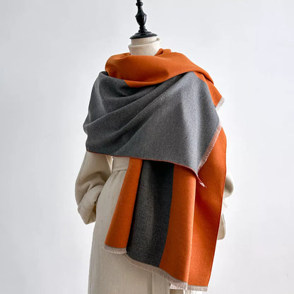 Sarah Express Women's Two-Tone Raw Hem Scarf Orange One Size