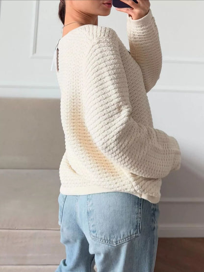 Sarah Express Women's Textured Knit Button-Down Cardigan