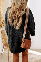 Sarah Express Women's Cable-Knit Sweater Dress Round Neck Long Sleeve Fall Winter Casual Comfort