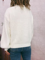 Sarah Express Women's Fuzzy Button-Up Long Sleeve Cardigan