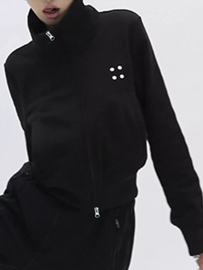 Sarah Express Women's Casual Zip-Up Cropped Jacket