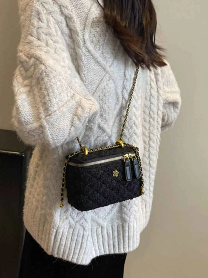 Sarah Express Women's Tweed Crossbody Bag with Chain Strap