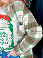 Sarah Express Women's Plaid Button-Down Long Sleeve Shacket