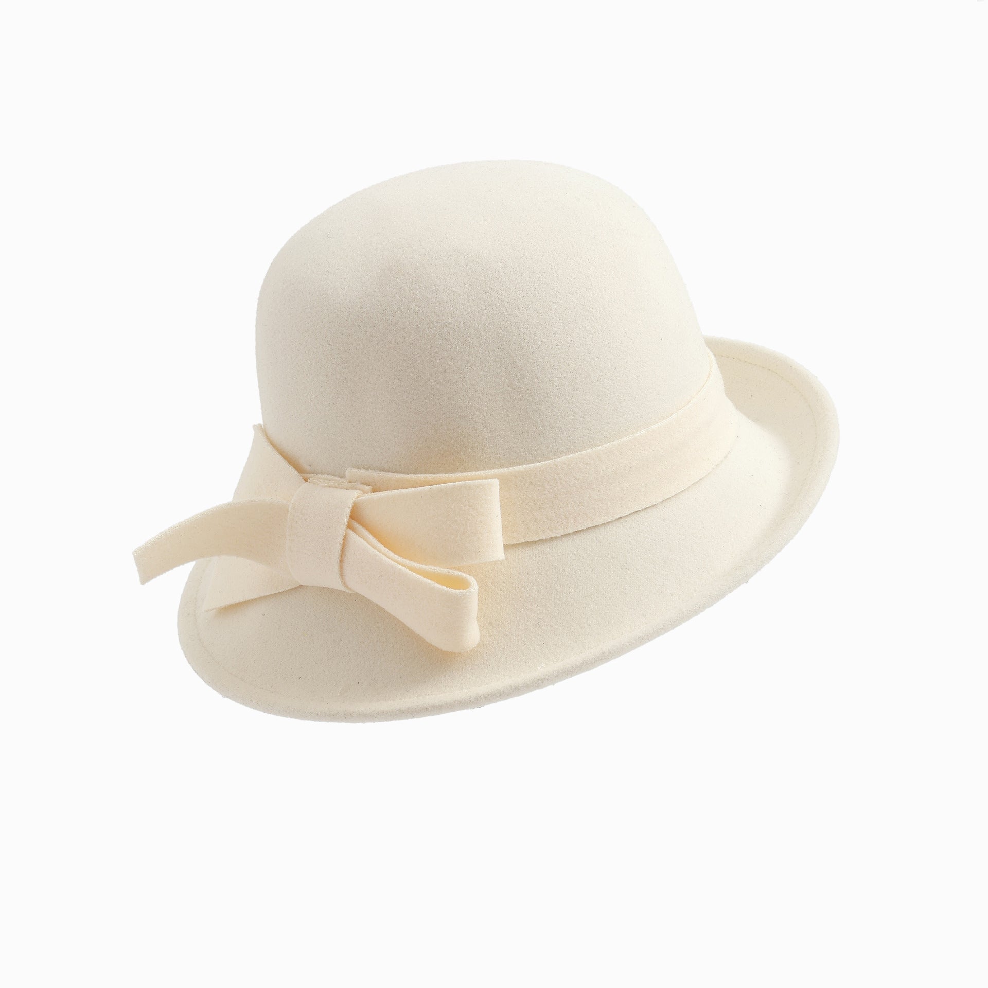 Sarah Express Women's French Style Retro Bowler Hat Dome Crown with Bow Accent Polyester
