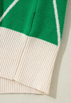 Sarah Express Women's Diamond Pattern Contrast Trim Mock Neck Sweater