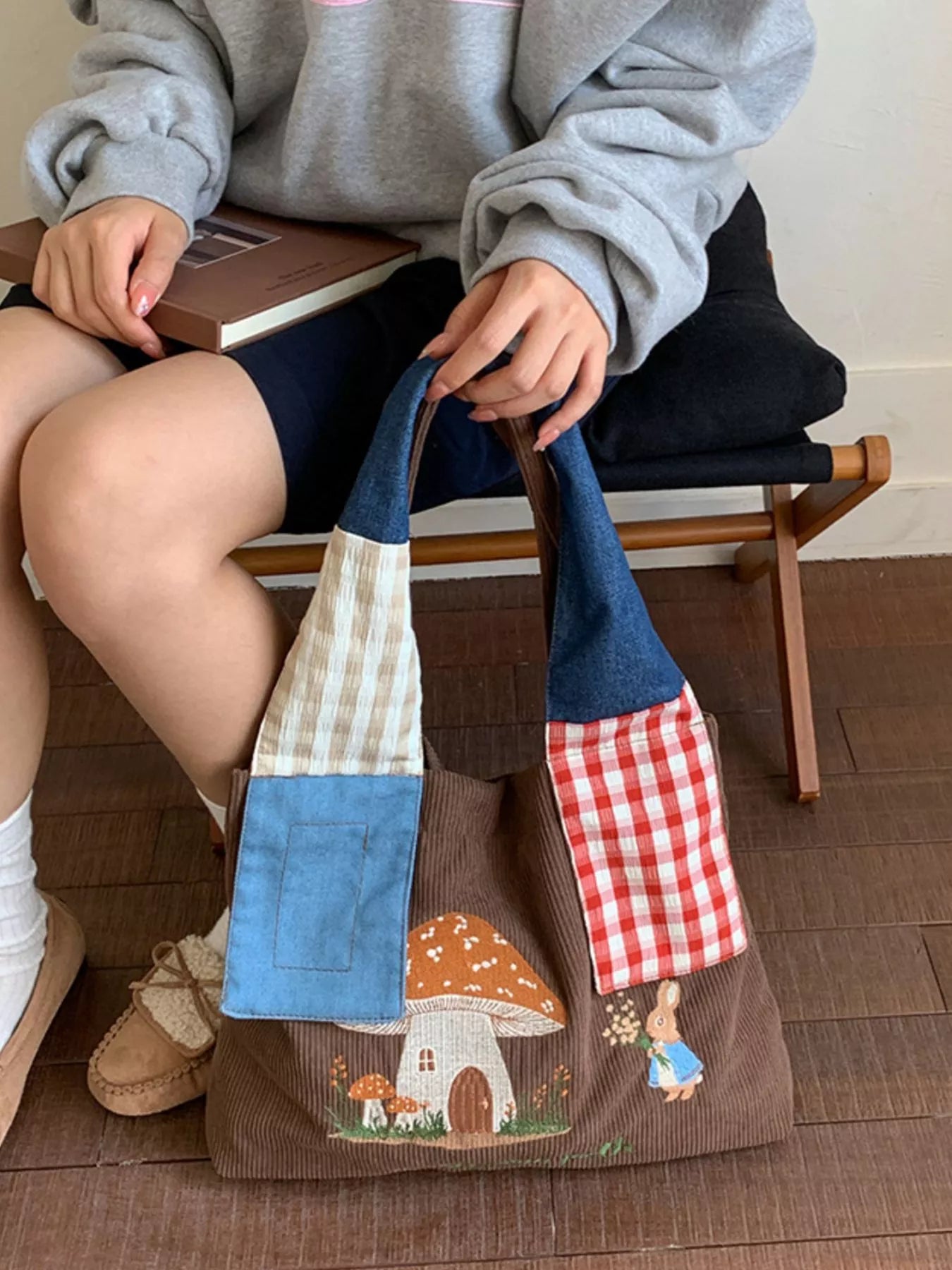 Sarah Express Women's Mushroom Corduroy Tote Bag