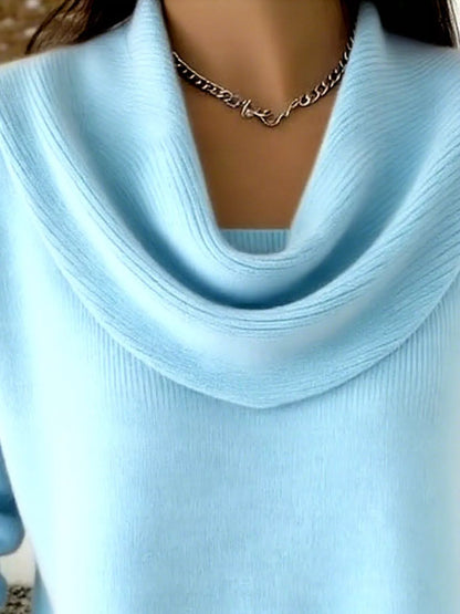 Sarah Express Women's Cowl Neck Solid Color Sweater Plus Size