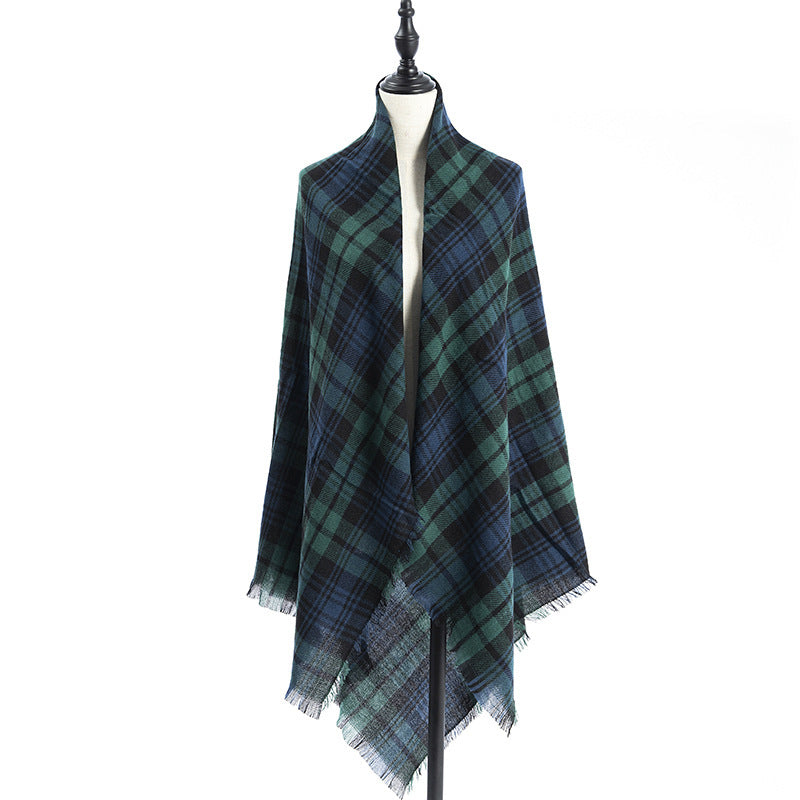 Sarah Express Women's Oversized Square Scarf Cashmere-like Double-Sided Shawl 140cm Woven Fall Winter Accessory