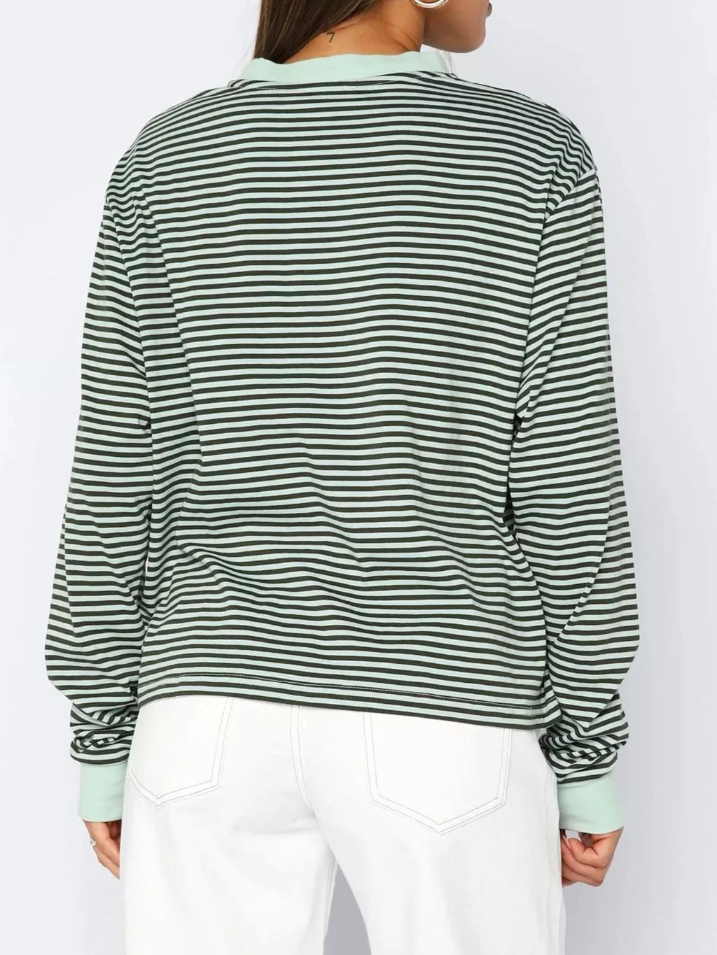 Sarah Express Women's Striped Oversized Round Neck Sweatshirt