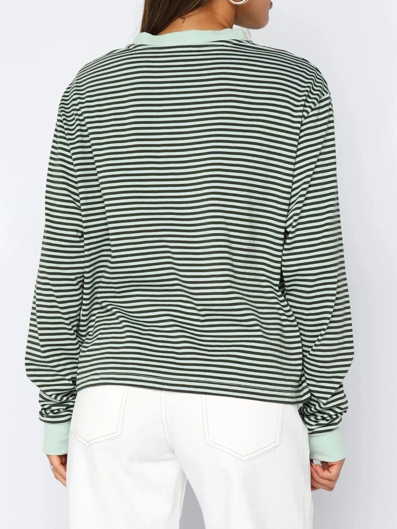 Sarah Express Women's Striped Oversized Round Neck Sweatshirt