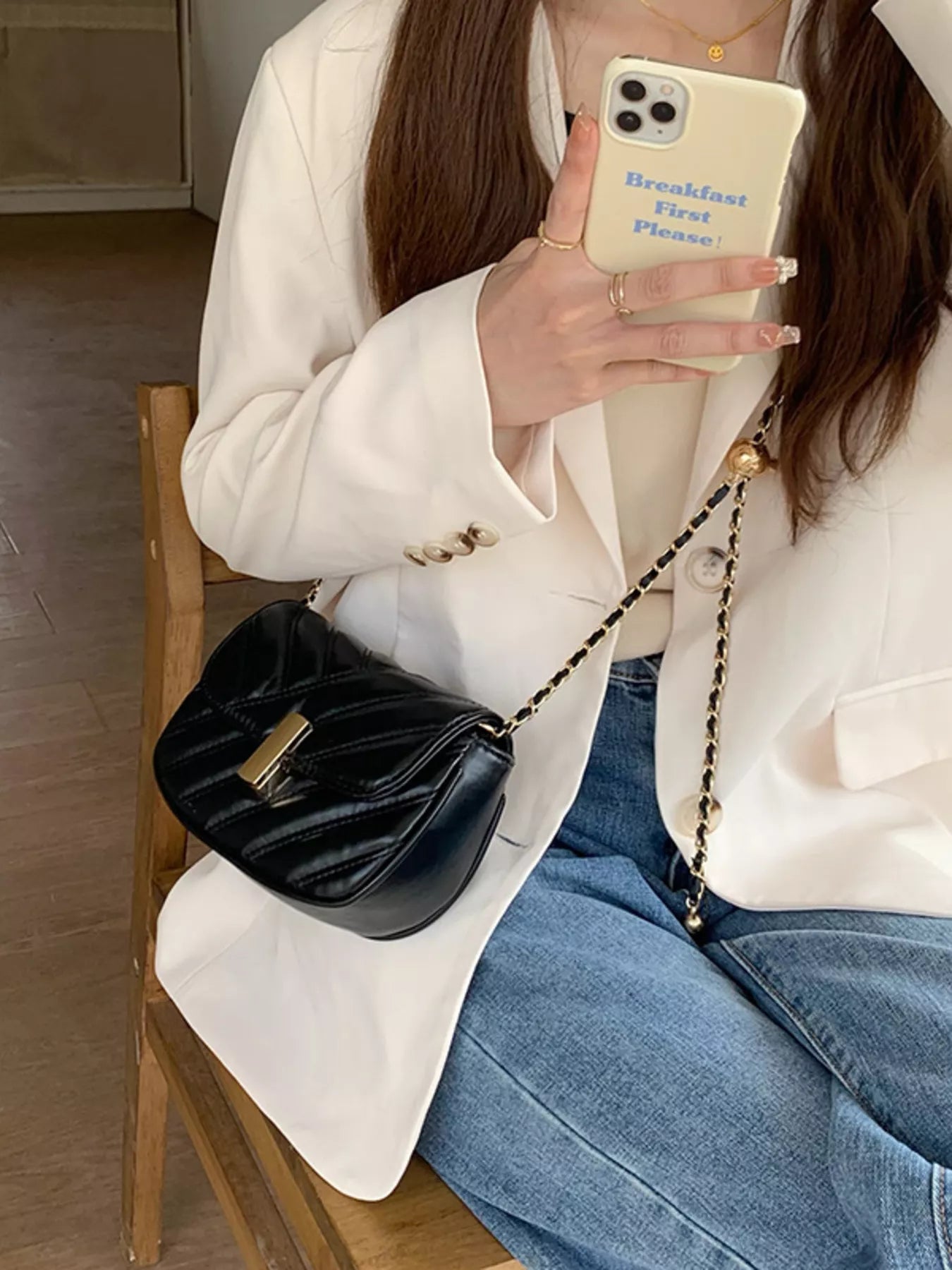 Sarah Express Women's Quilted Flap Chain Crossbody Bag