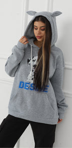 Sarah Express Women's Printed Long Sleeve Hoodie Sweatshirt - Casual Pullover Top