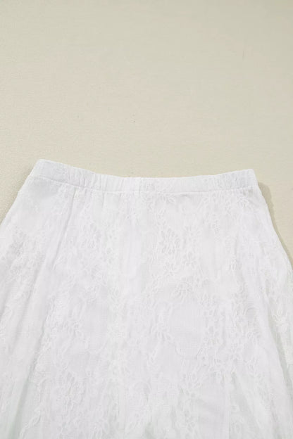 Sarah Express Women's Sheer Floral Lace Flowy Maxi Skirt