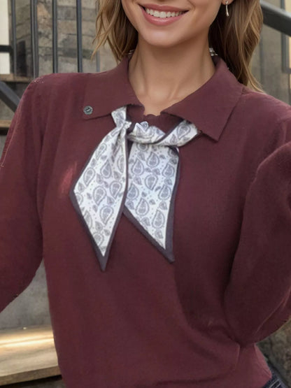 Sarah Express Women's Scarf-Accented Long Sleeve Sweater