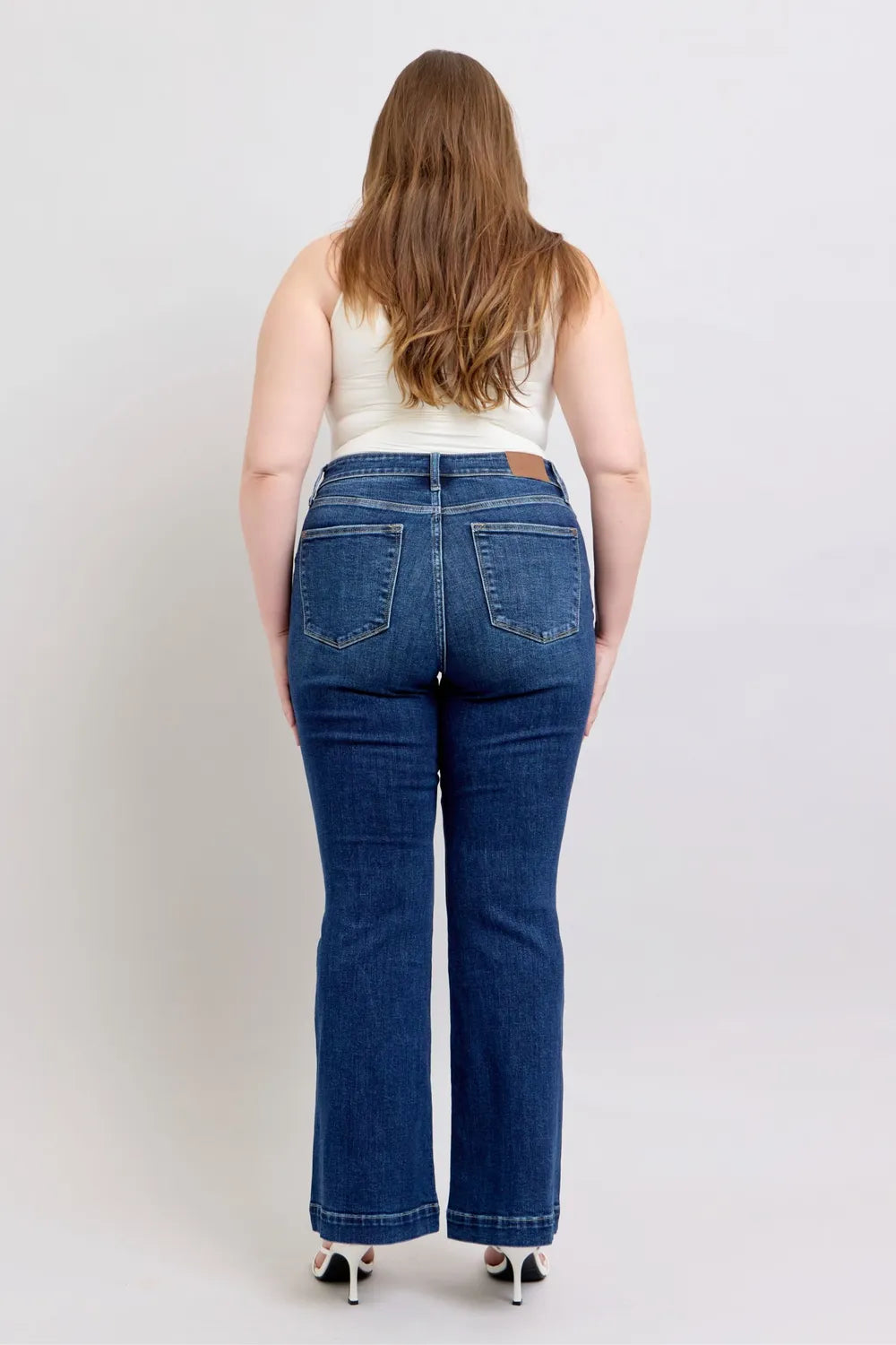 Sarah Express Women’s Plus Size High Rise Flare Jeans Stretch Denim
