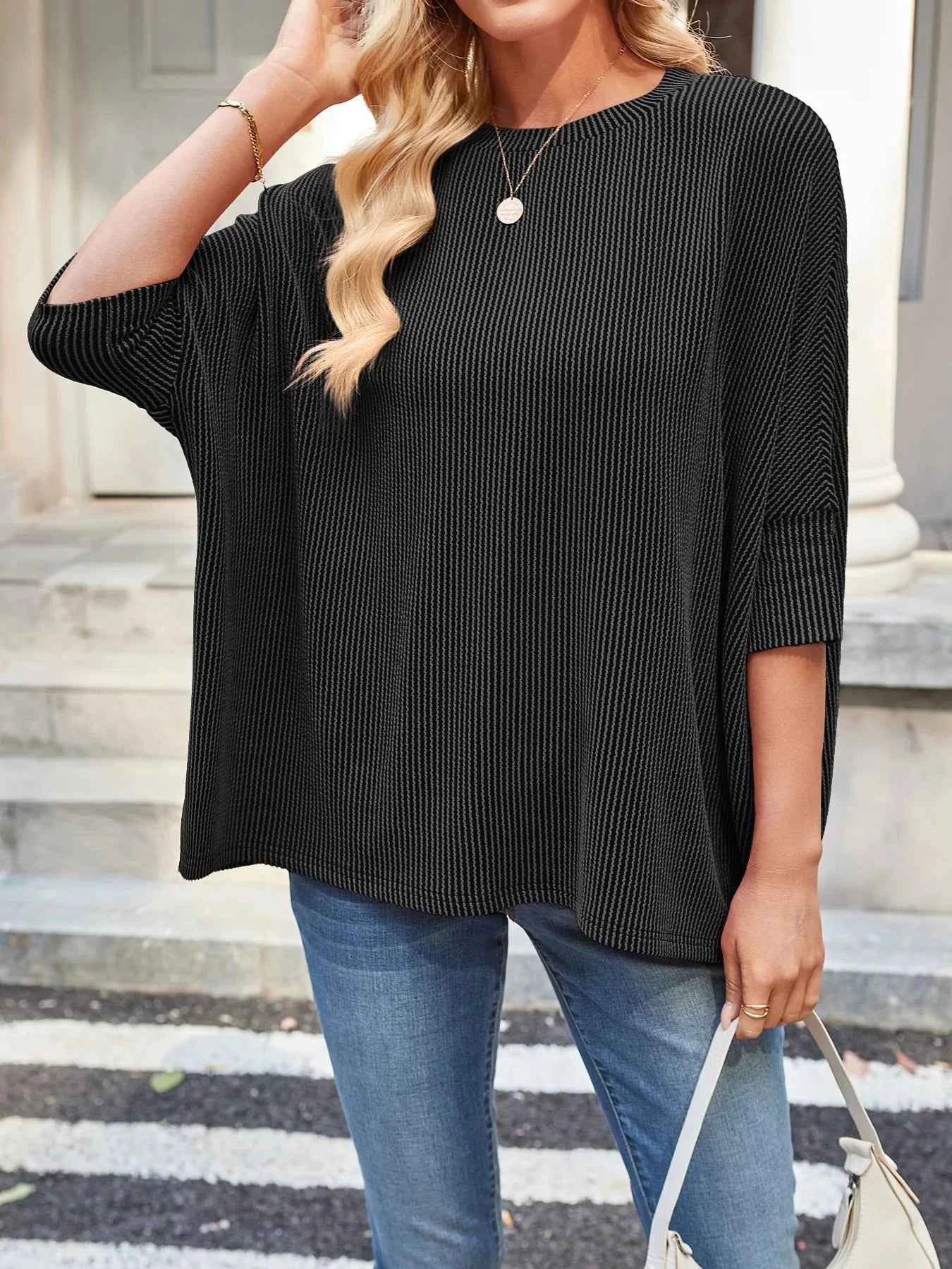 Sarah Express Women's Relaxed Fit Half Sleeve T-Shirt - Casual Oversized Tee Dark Gray