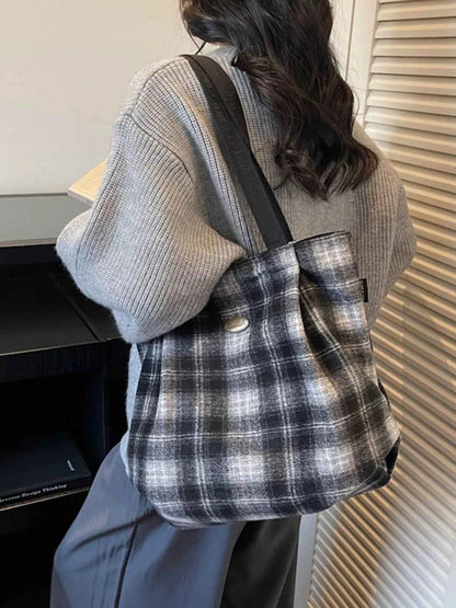 Plaid Pattern Casual Tote Bag
