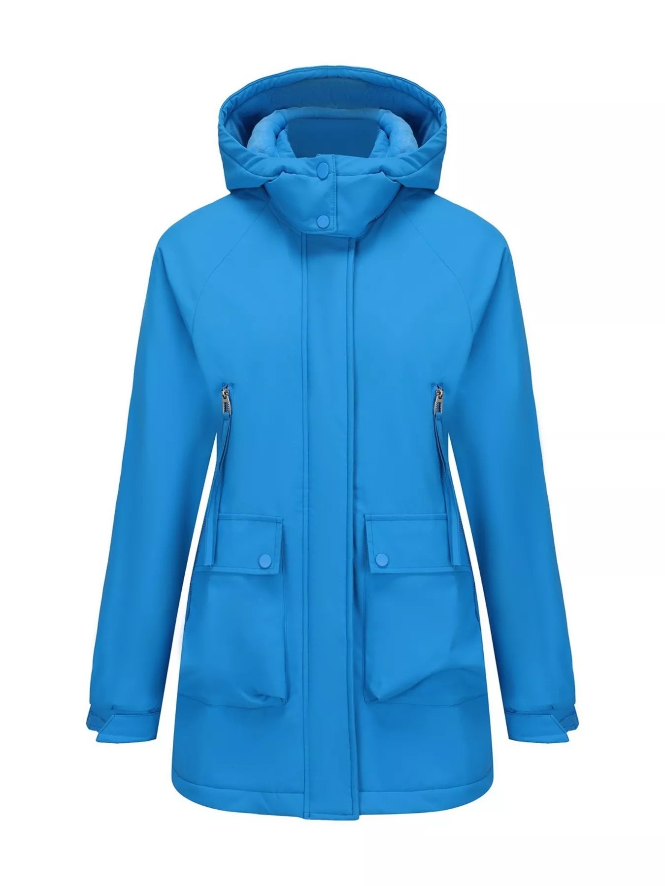 Sarah Express Women's Full Size Zip Up Hooded Parka Outerwear