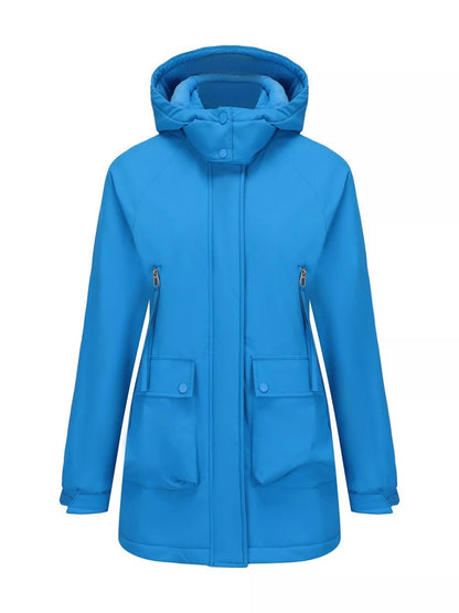 Sarah Express Women's Full Size Zip Up Hooded Parka Outerwear