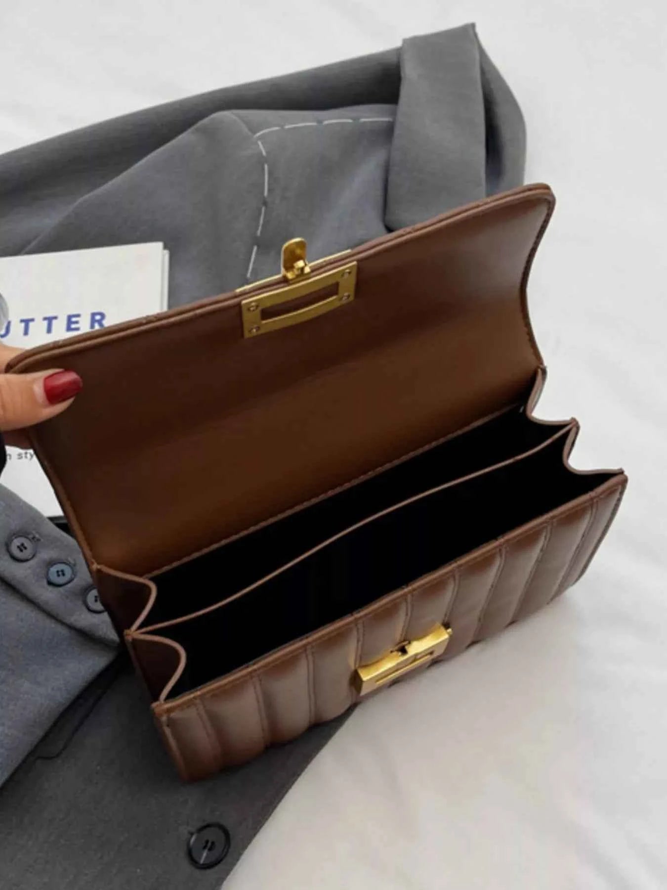 Sarah Express Women's Quilted Flap Chain Shoulder Bag - Small PU Leather Crossbody Purse