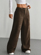 Sarah Express Women's Corduroy Wide Leg Pants