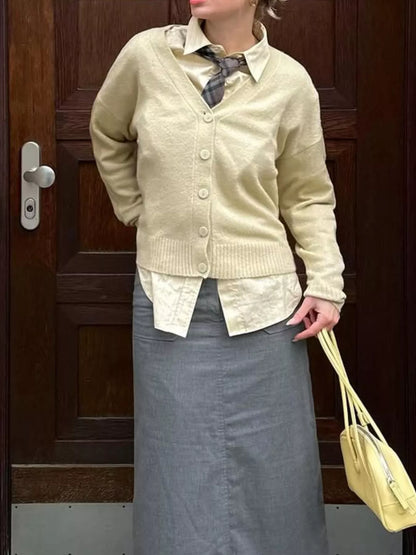 Sarah Express Women's Casual Knit Button-Down Cardigan