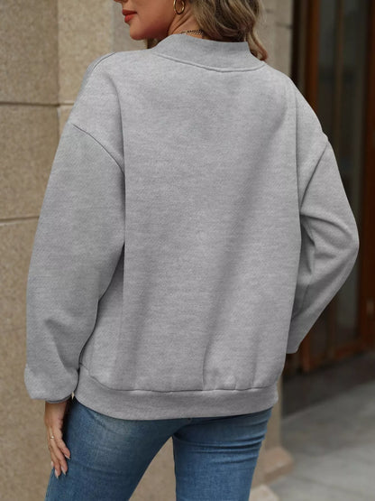 Sarah Express Women's V-Neck Solid Color Casual Sweatshirt