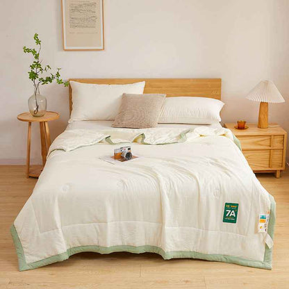 Sarah Express Antibacterial Raw Cotton Washable Summer Cool Quilt - Lightweight Breathable Bedding Cream White