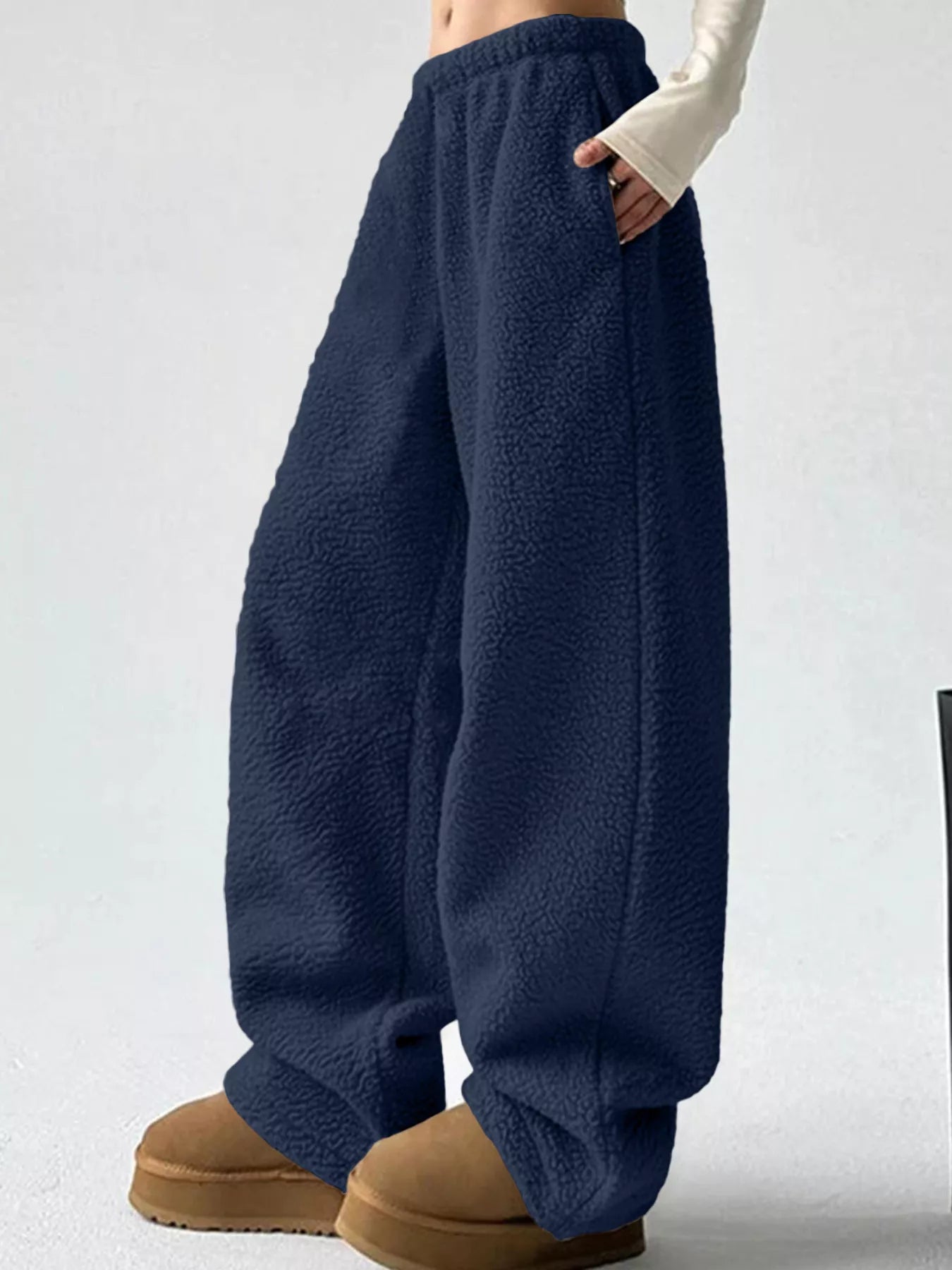 Sarah Express Women's Wide Leg Pants with Pockets - Plus Size High Waist Palazzo Trousers