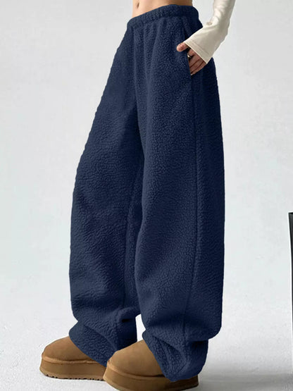 Sarah Express Women's Wide Leg Pants with Pockets - Plus Size High Waist Palazzo Trousers