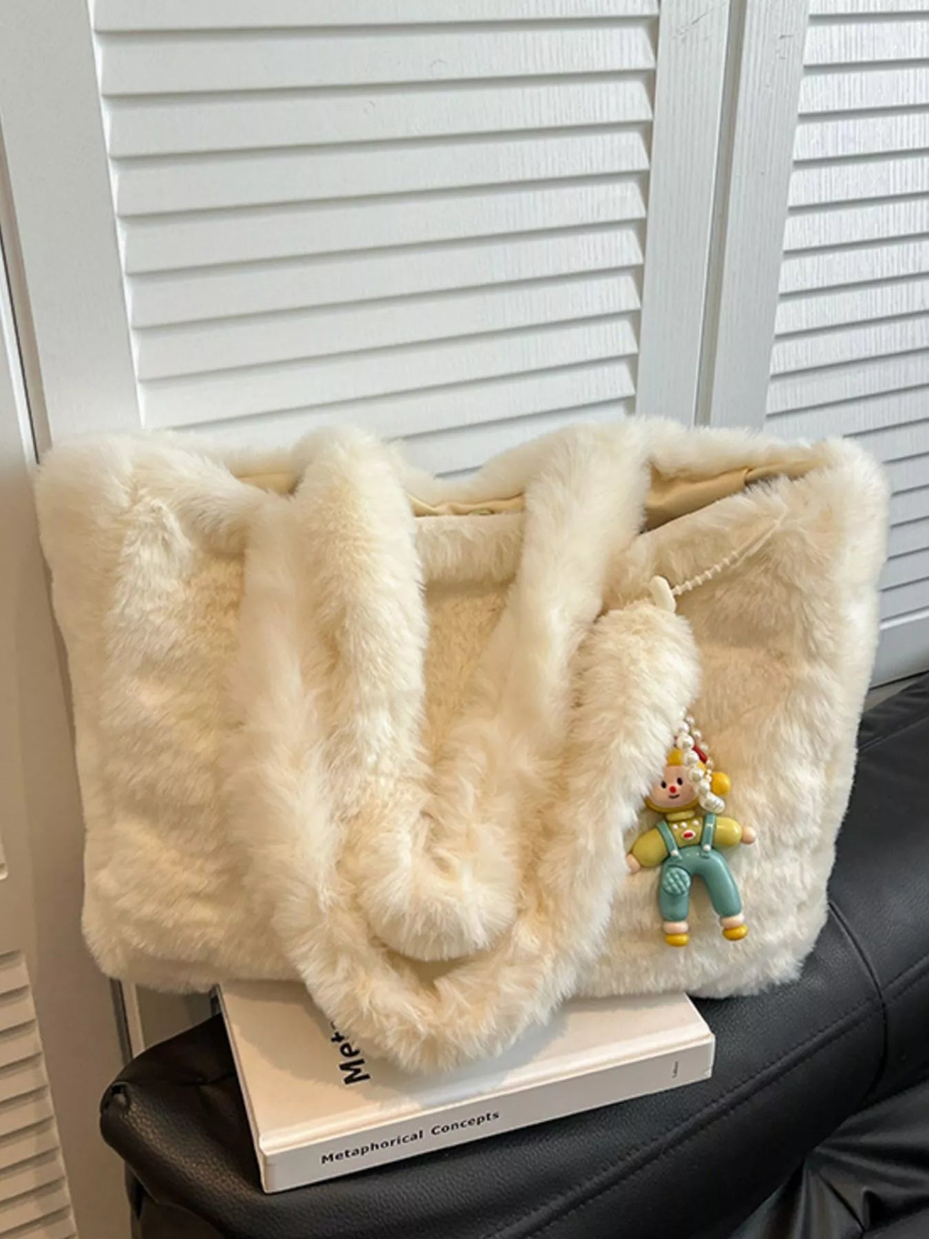 Sarah Express Women's Fluffy Plush Cartoon Charm Shoulder Bag