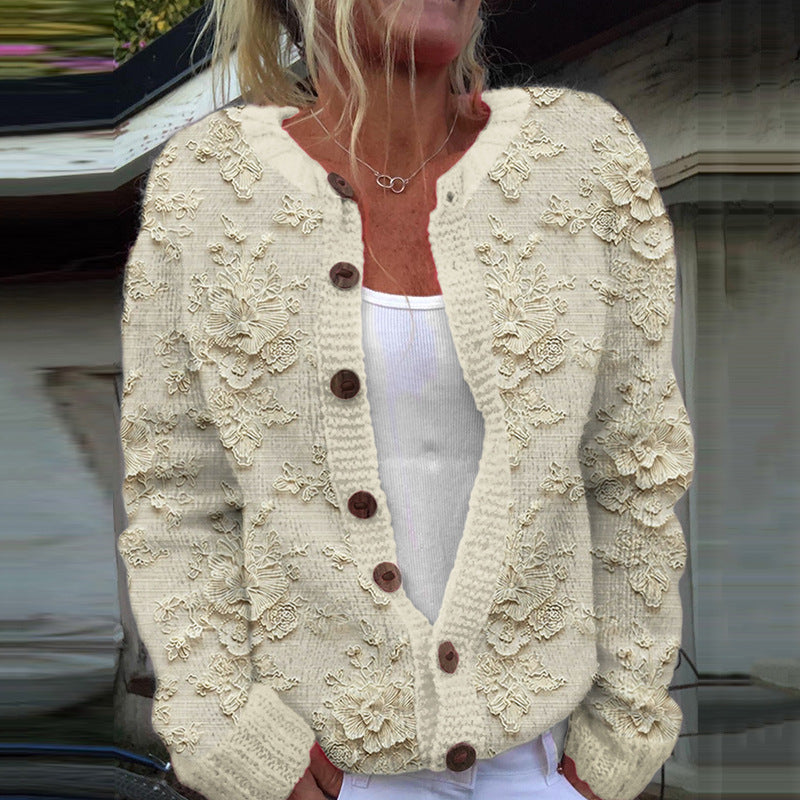 3D Digital Printing Cardigan Knitted Coat Women