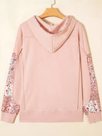 Sarah Express Women's Floral Print Drawstring Long Sleeve Hoodie