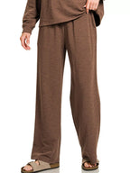 Sarah Express Women’s Slub Knit Lounge Set with Long Sleeve Top and Pants
