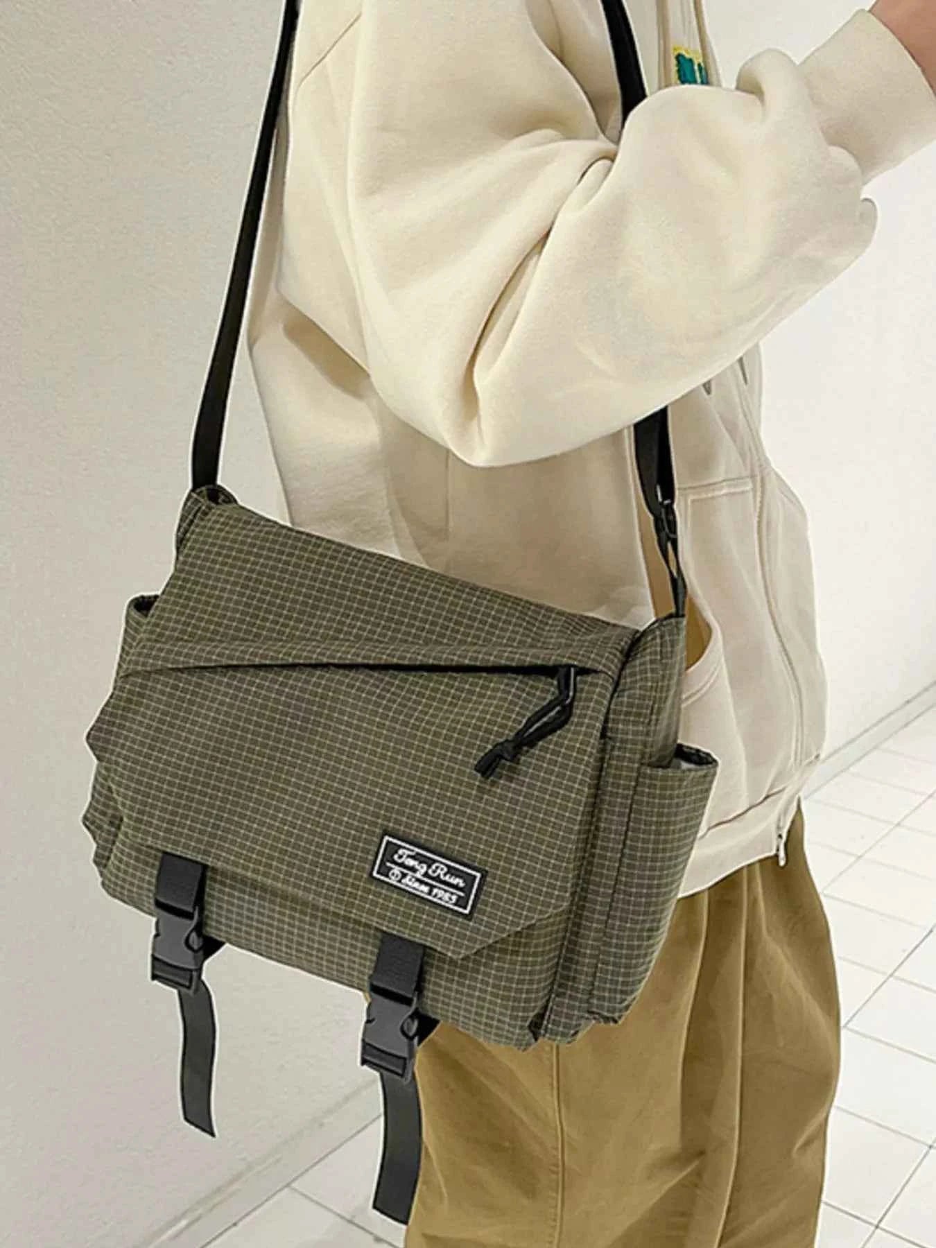 Plaid Buckle Flap Crossbody Bag