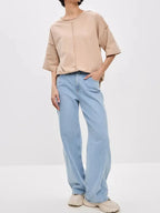 Sarah Express Women's Round Neck Half Sleeve T-Shirt - Oversized Basic Style