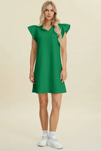 Sarah Express Women’s Plus Size Ruffled V-Neck Cap Sleeve Dress
